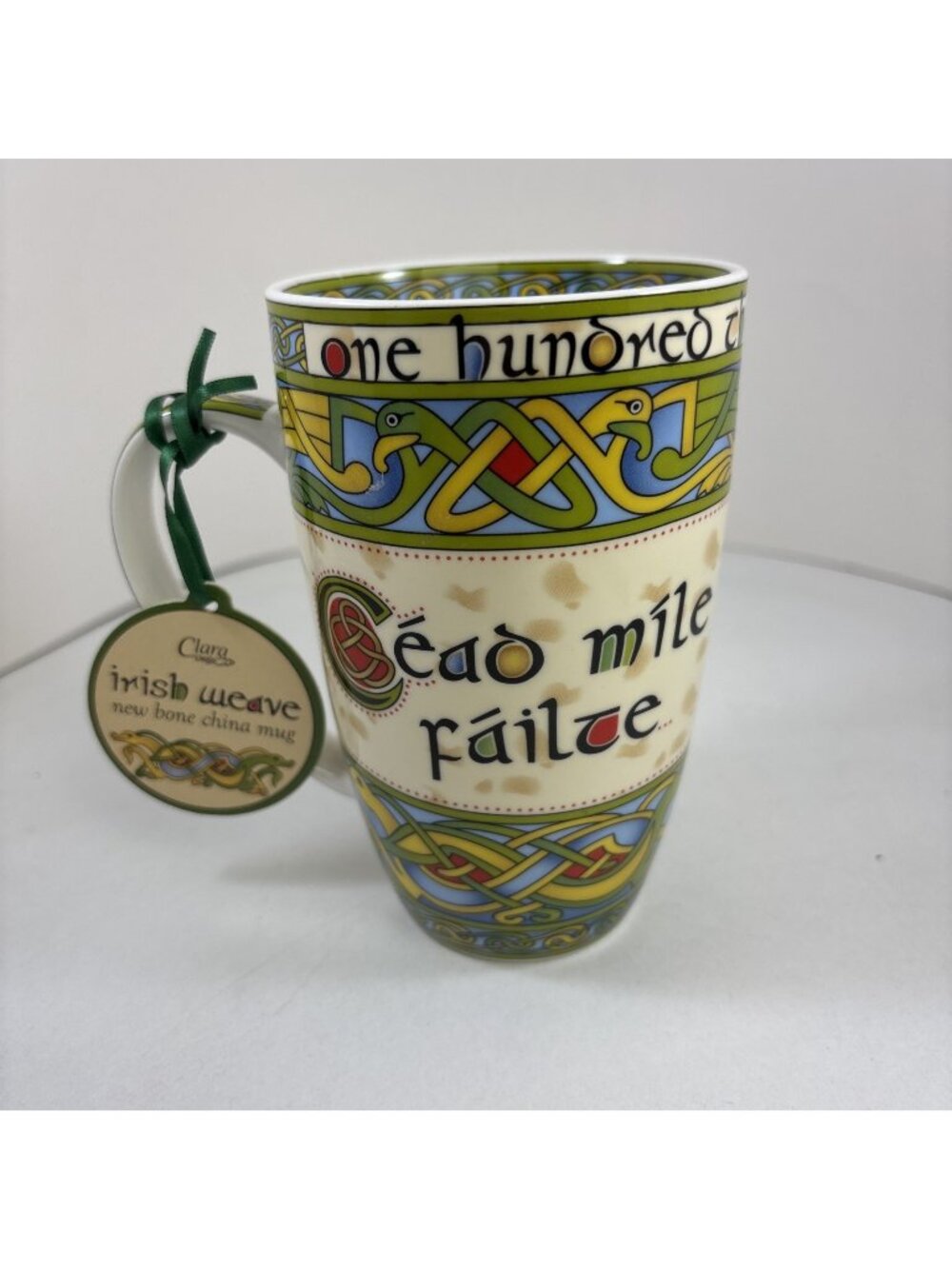 Irish Weave Ceramic Mug With by Clara Crafts ONE HUNDRED THOUSAND WELCOMES - Picture 1 of 6